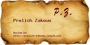 Prelich Zakeus névjegykártya